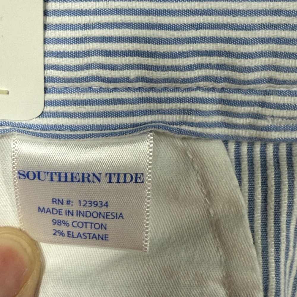 Southern Tide Skipjack Shorts Mens 36 Seersucker Striped Flat Front Preppy - Picture 7 of 11